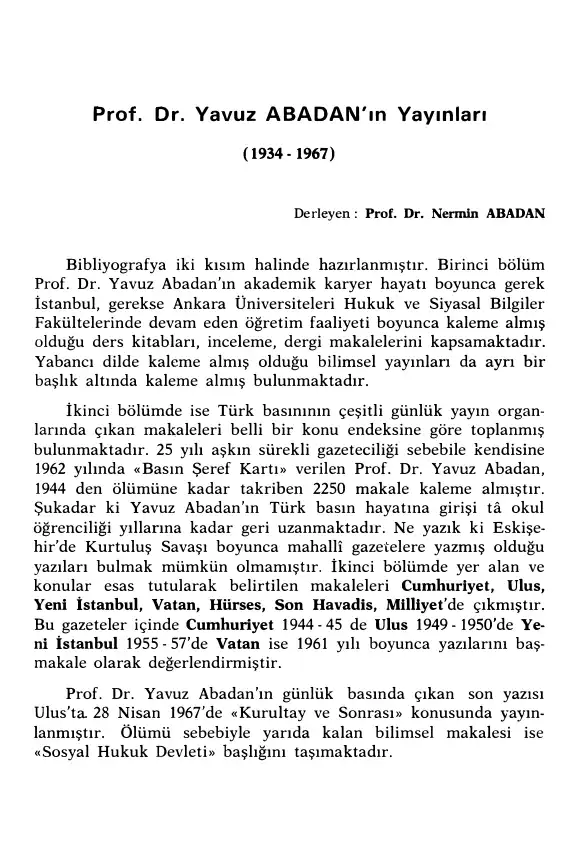 Abadana Armağan - Sbf Nermin Abadan Unat — Nermin Abadan