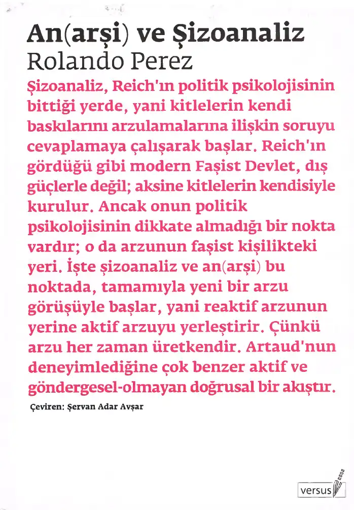 An(arşi) ve Şizoanaliz — Rolando Perez