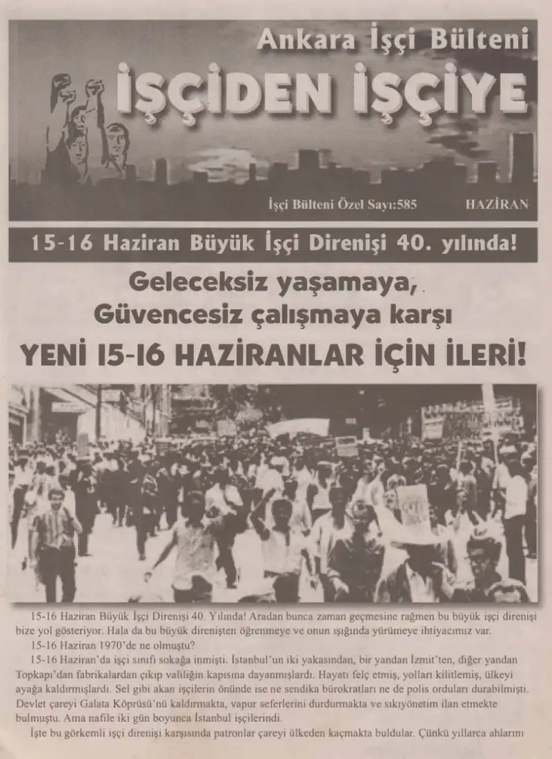 Ankara İşçi Bülteni Özel Sayı 585 Haziran — Bilinmiyor