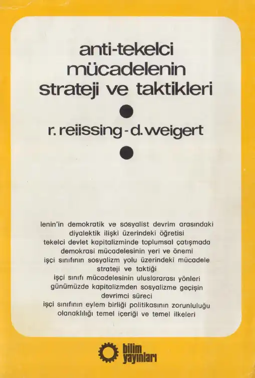 Anti Tekelci Mücadelenin Strateji ve Taktikleri — R. Reiissing, D. Weigert