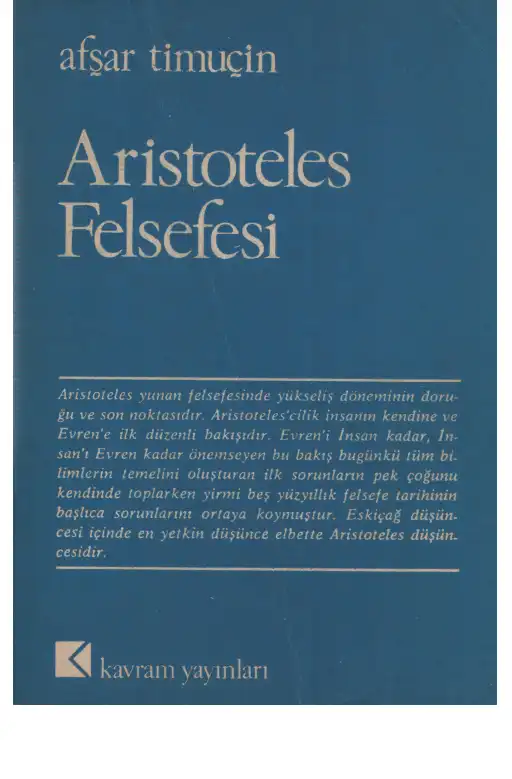 Aristoteles Felsefesi — Afşar Timuçin