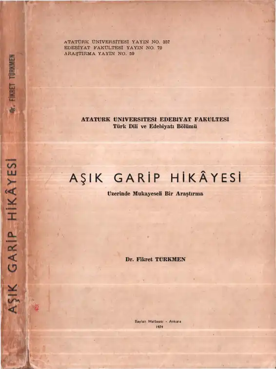 Aşık Garip Hikayesi Üzerinde Mukayeseli Bir Araştırma — Fikret Türkmen