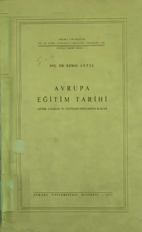 Avrupa Eğitim Tarihi — Kemal Aytaç
