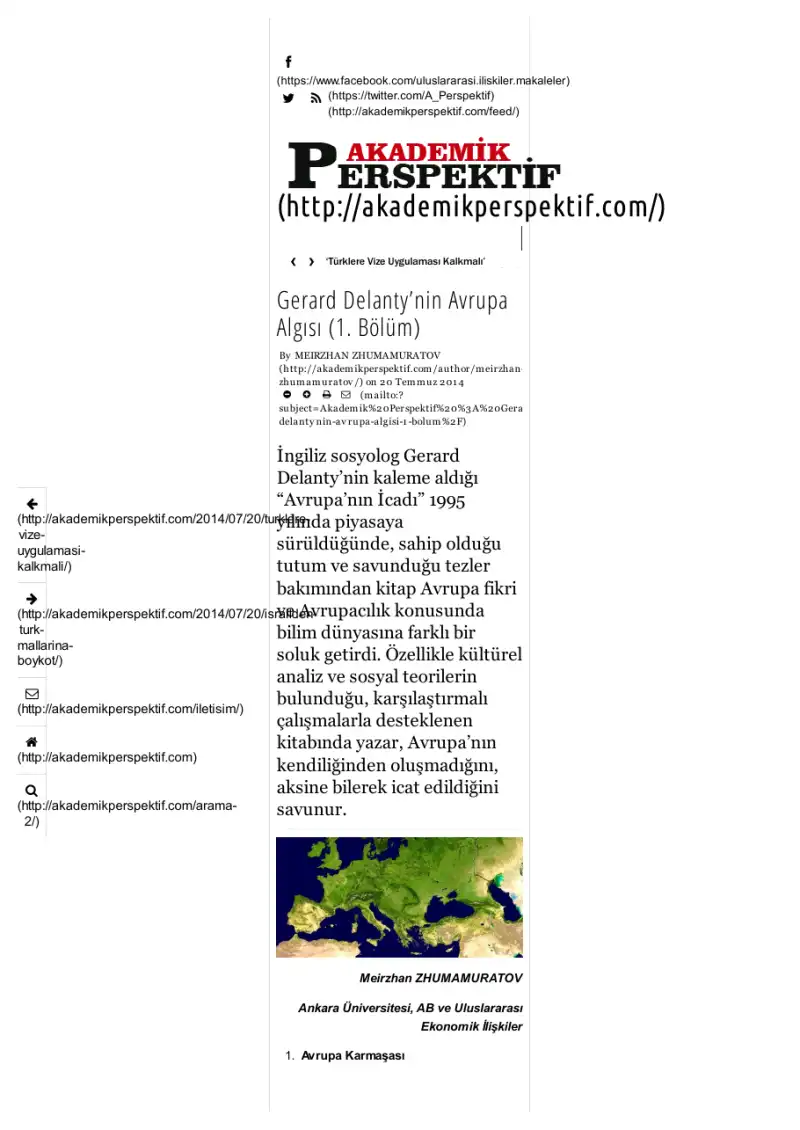Avrupa'nın İcadı — Gerard Delanty, Engin F. Işın
