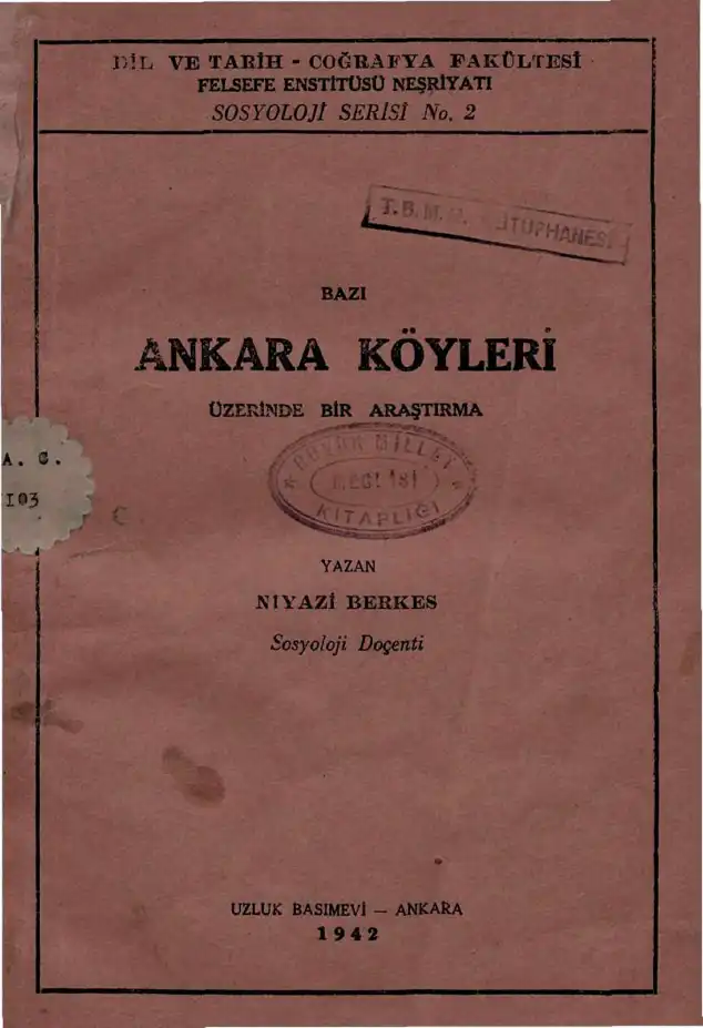 Bazı Ankara Köyleri Üzerinde Bir Araştırma — Niyazi Berkes