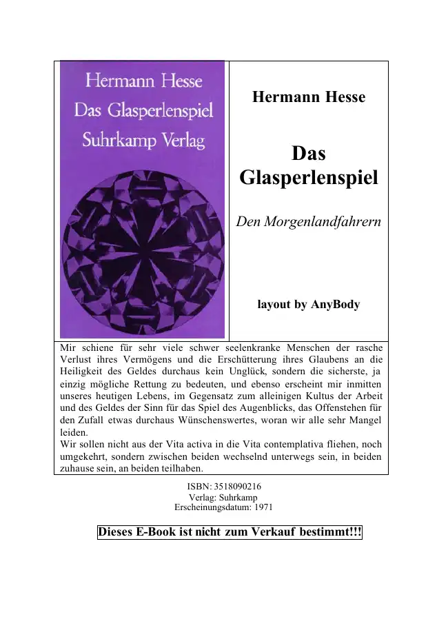 Das Glasperlenspiel — Hermann Hesse
