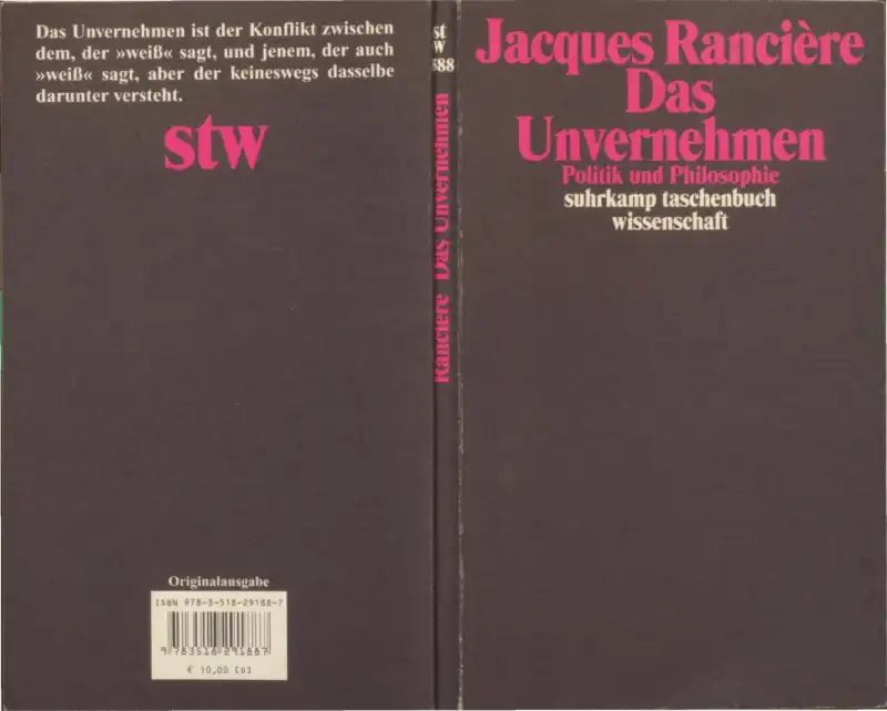 Das Unvernehmen — Jacques Ranciere