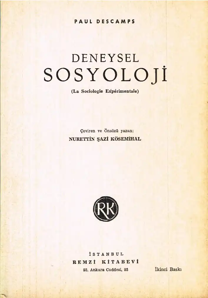 Deneysel Sosyoloji — Paul Descamps