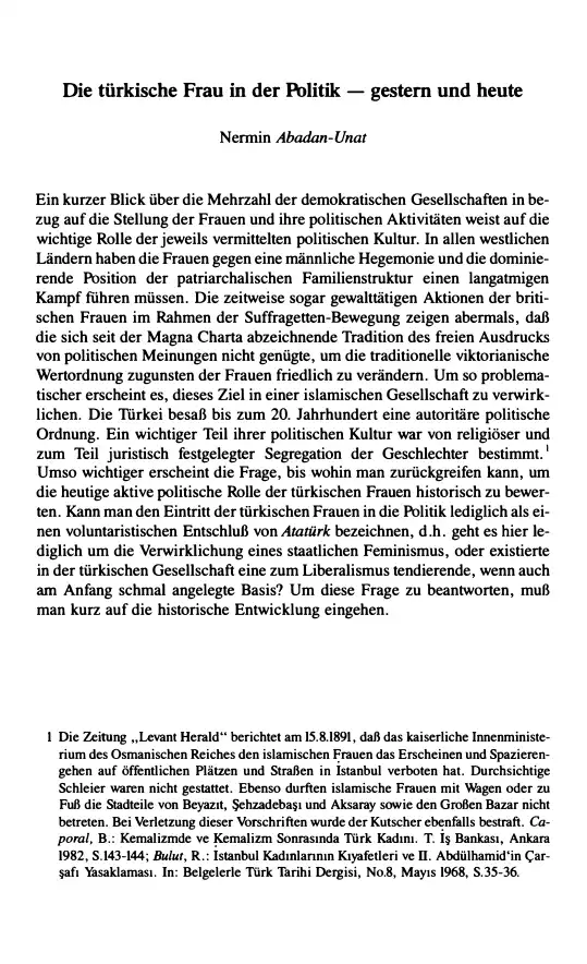 Die türkische Frau in der Politik - gestern und heute — Nermin Abadan-Unat