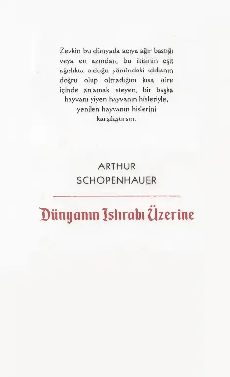 Dünyanın Istırabı Üzerine — Arthur Schopenhauer