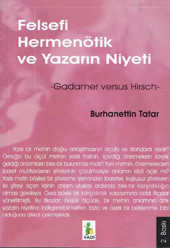 Felsefi Hermenötik ve Yazarın Niyeti — Burhanettin Tatar