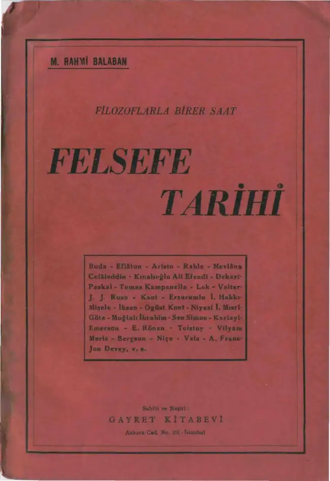 Filozoflarla Birer Saat: Muhtasar Felsefe Tarihi — Mustafa Rahmi Balaban