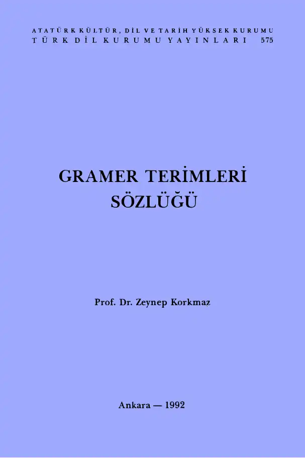 Gramer Terimleri Sözlüğü — Zeynep Korkmaz