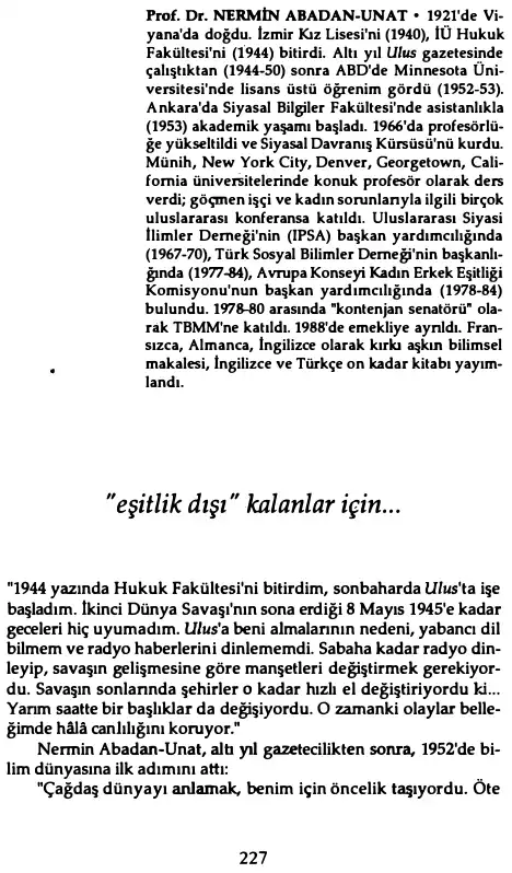Kültürümüzden İnsan Adaları: Nermin Abadan Unat — Alpay Kabacalı