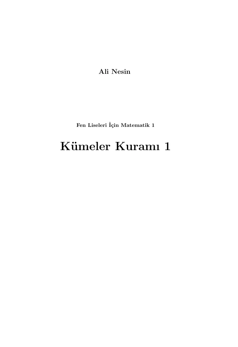 Kümeler Kuramı 1 — Ali Nesin