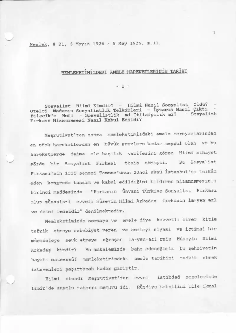 Memleketimizdeki Amele Hareketlerinin Tarihi — Zeki Cemal