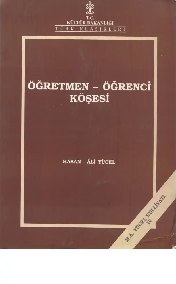 Öğretmen - Öğrenci Köşesi — Hasan Ali Yücel