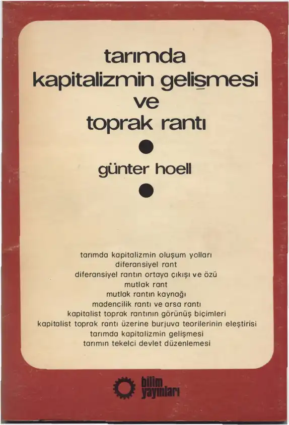 Tarımda Kapitalizmin Gelişmesi ve Toprak Rantı — Günter Hoell