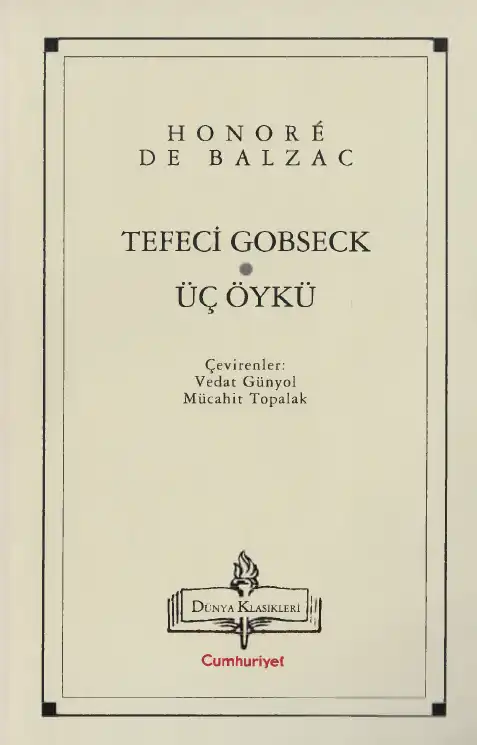Tefeci Gobseck Üç Öykü — Honoré de Balzac
