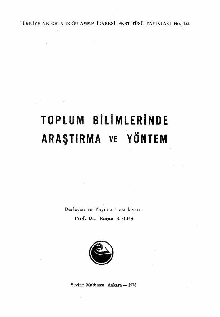 Toplumbilimlerinde Araştırma ve Yöntem — Ruşen Keleş