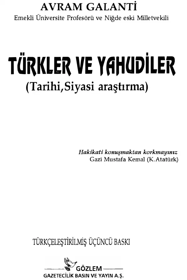 Türkler ve Yahudiler — Avram Galanti